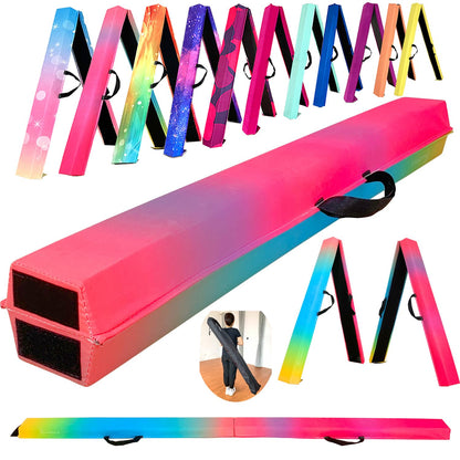 MARFULA 6 FT / 8 FT / 9 FT Folding Gymnastics Beam Foam Balance Floor Beam - Extra Firm - Suede Cover - Anti Slip Bottom with Carry Bag for Kids/Adults Home Use