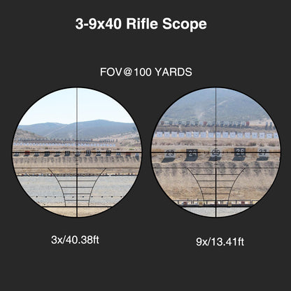 CVLIFE 3-9x40 Rifle Scope, Red & Green Illuminated Optical Riflescope, 22 Scope for Hunting with Mounts (Rangefinder Reticle)