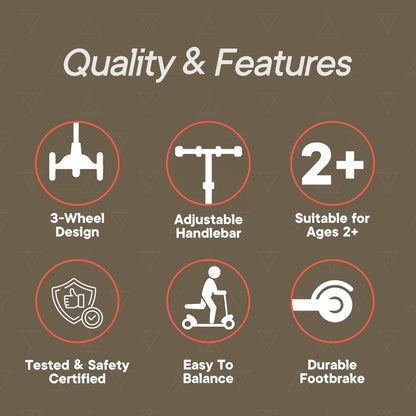 Camo Mini 3 Wheel Scooter for Kids – Lean-to-Steer with LED Light-Up Wheels, Adjustable Handlebar, Wide Anti-Slip Deck, Smooth PU Wheels, Rear Foot Brake – Toddler Scooter for Ages 2+