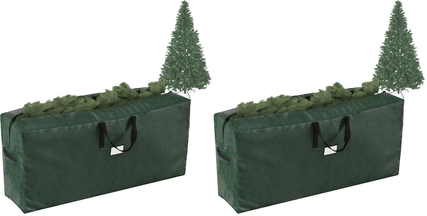Christmas Tree Storage Bag - Storage Bags for 9FT Disassembled Artificial Trees,Seasonal Decor,Packing,Moving,and Home Organizer by Elf Stor (Green),(Pack of 2)