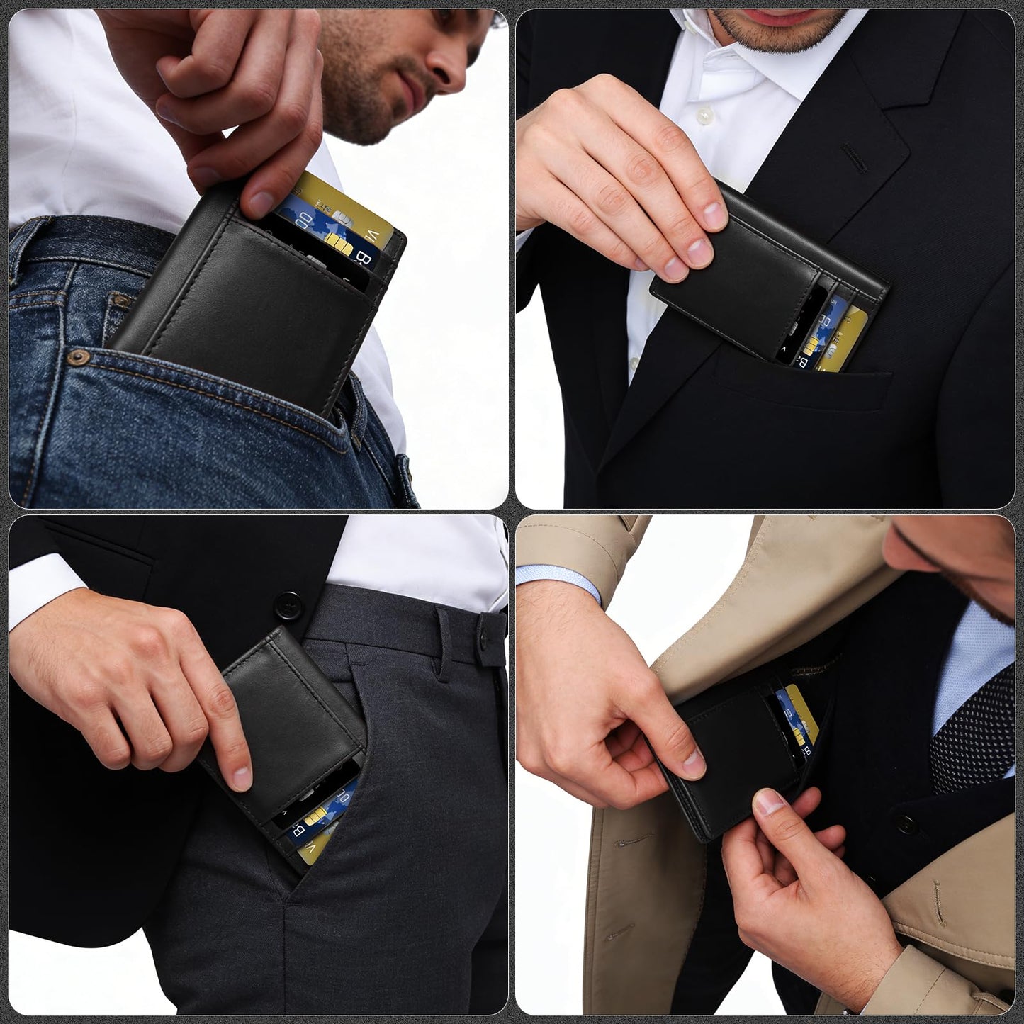 baotuiok Small Card Case Slim Mens Bifold Wallet，Thin Travel Minimalist Leather Wallet for Men， Credit Card Holder for Men(black)