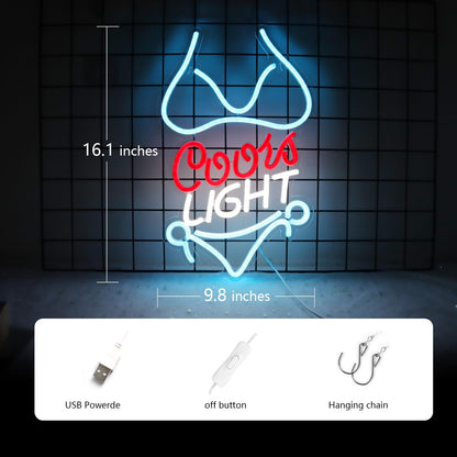 JFLLamp Crs LIGHT Neon Signs for Wall Decor Neon Lights for Bedroom Led Signs Suitable for Man Cave Bar Pub Restaurant Christmas Birthday Party Gift Led Art Wall Decorative Crs Light Bar Sign, 5V Usb Power, 17*11 Inch(Azure+red+white）