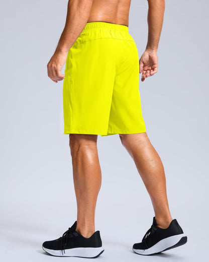 G Gradual Men's Athletic Running Shorts with Zipper Pockets Quick Dry 7"/ 5"/ 9" Workout Gym Shorts for Basketball Hiking(Fluorescent Yellow,9L)