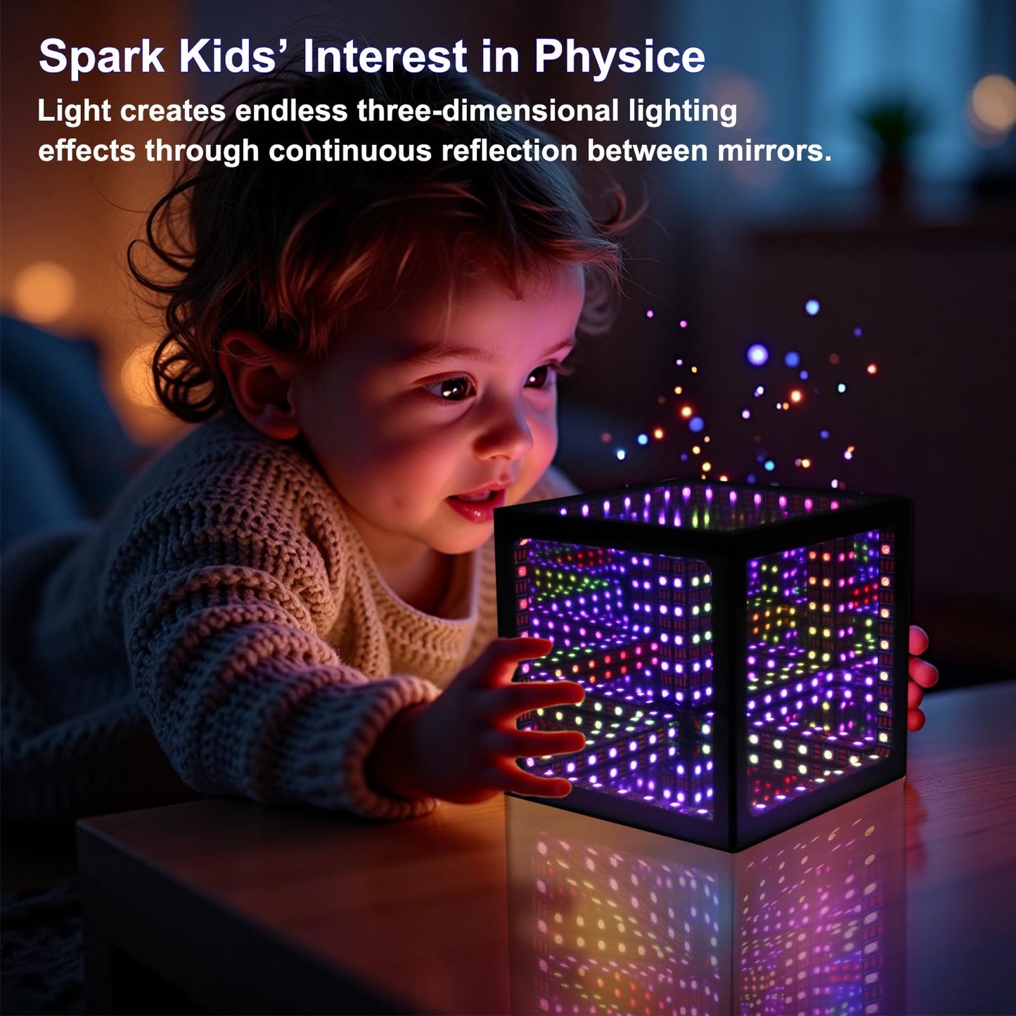 Heepulor Infinity Mirror Hyper Cube Table Lamp, Desk Art Night Light, Color-Changing Music-Sync APP-Controlled Ambient Light for Gaming, Party, Home, Gift (4Inchs Without APP)