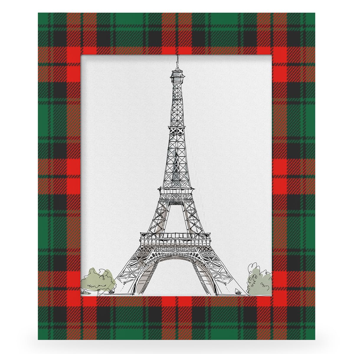 POFATO Christmas Plaid Pattern 8x10 Picture Frame Wooden Picture Frames for Wall Hanging & Tabletop Decor Display 8x10 or 8x8 Picture Collage Family Weddings Christmas Photo Frame for Gift
