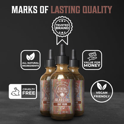 Viking Revolution Sandalwood Beard Oil for Men - Natural Mens Beard Oil with Argan Oil and Jojoba Oil - Beard Softener, Strengthens and Moisturizes - Beard Conditioner for Men (Sandalwood, 1 Pack)
