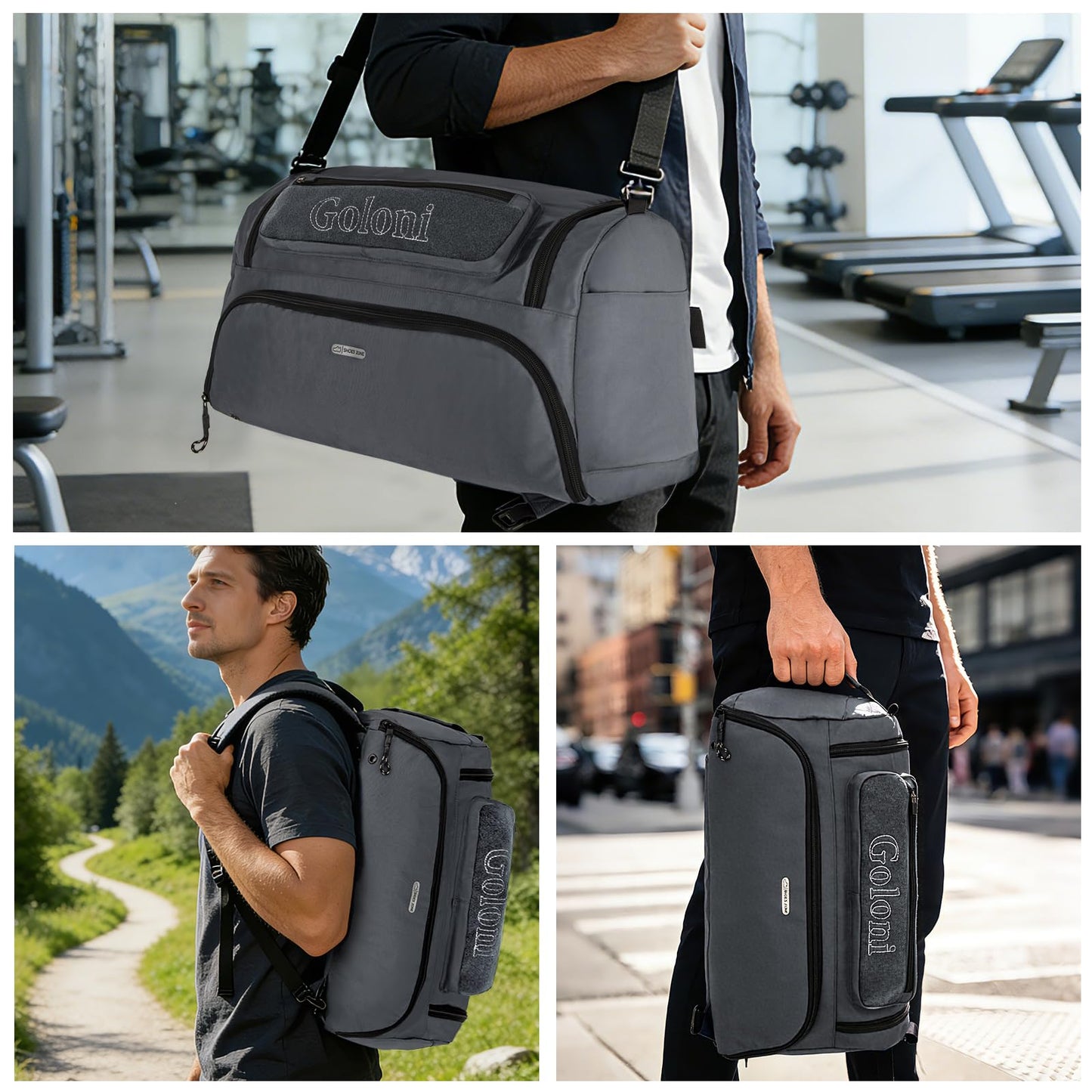 Gym Bag for Men,40L Large 3 in 1 Sports Duffle Bag with Shoes Compartment and Wet Pocket,Travel Backpack Weekender Overnight Bag for Travel, Gym, Sports