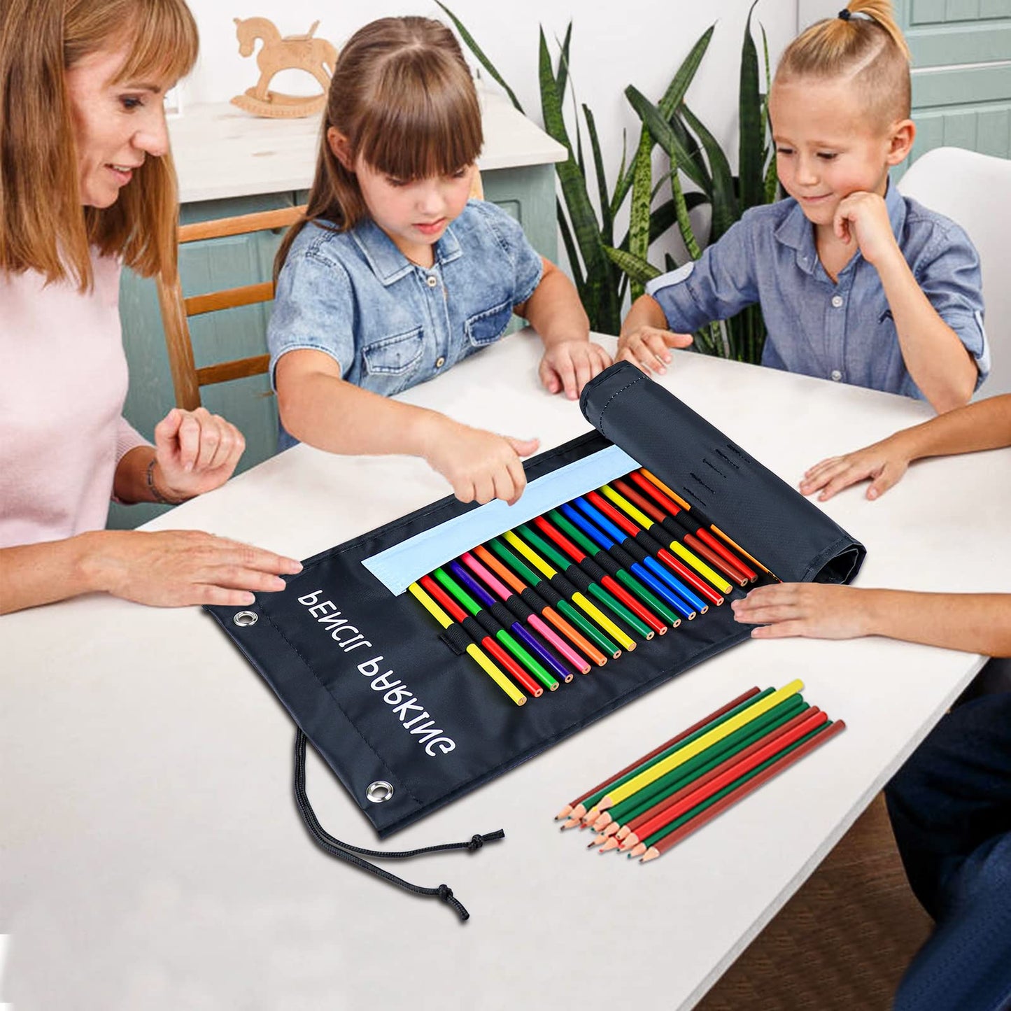 ALSLEA 2-Pack Pencil Parking for Classroom, Pencil Holder for Desk Organizer Roll up Pencil Case with 72 Slots, Portable Pencil Dispenser for Classroom 2025 Back to School Teacher Essential