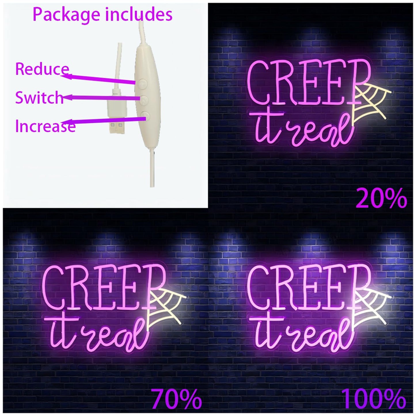 Creep It Real Neon Sign,Halloween Decor