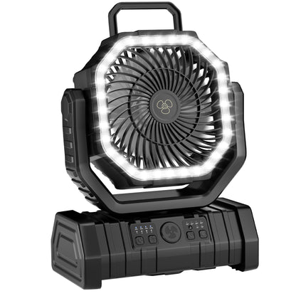 Portable Fan Rechargeable, 20000mAh Cordless Battery Powered Camping Fan with LED Light & Remote, 4 Speeds Wind, Timer, USB C, 360° Hanging Hook, Oscillating Fans for Travel Tent, Camping Essentials