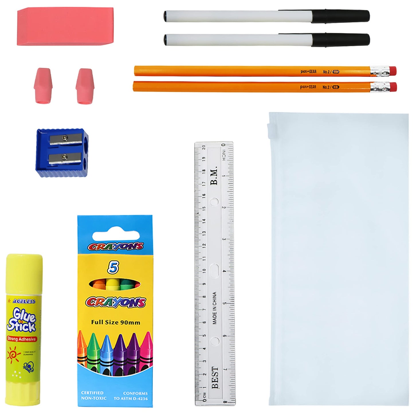 Moda West 17 Inch Bulk Backpacks with School Supply Kit - Case of 12 Wholesale Backpacks Assorted Colors
