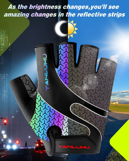 Tanluhu Cycling Gloves - Mountain Bike Half Finger Road Riding Gloves, Breathable, Shock-Absorbing, for Men and Women