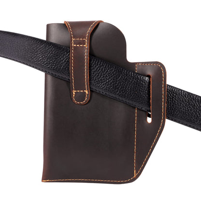 Genuine Leather Phone Holster,Universal Cell Phone Case with Snap Closure & Belt Clip, Leather Pouch for iPhone 16/15/14 Pro Max & Samsung Galaxy S24/S23 Ultra,Universal Belt Pouch for Men with Case