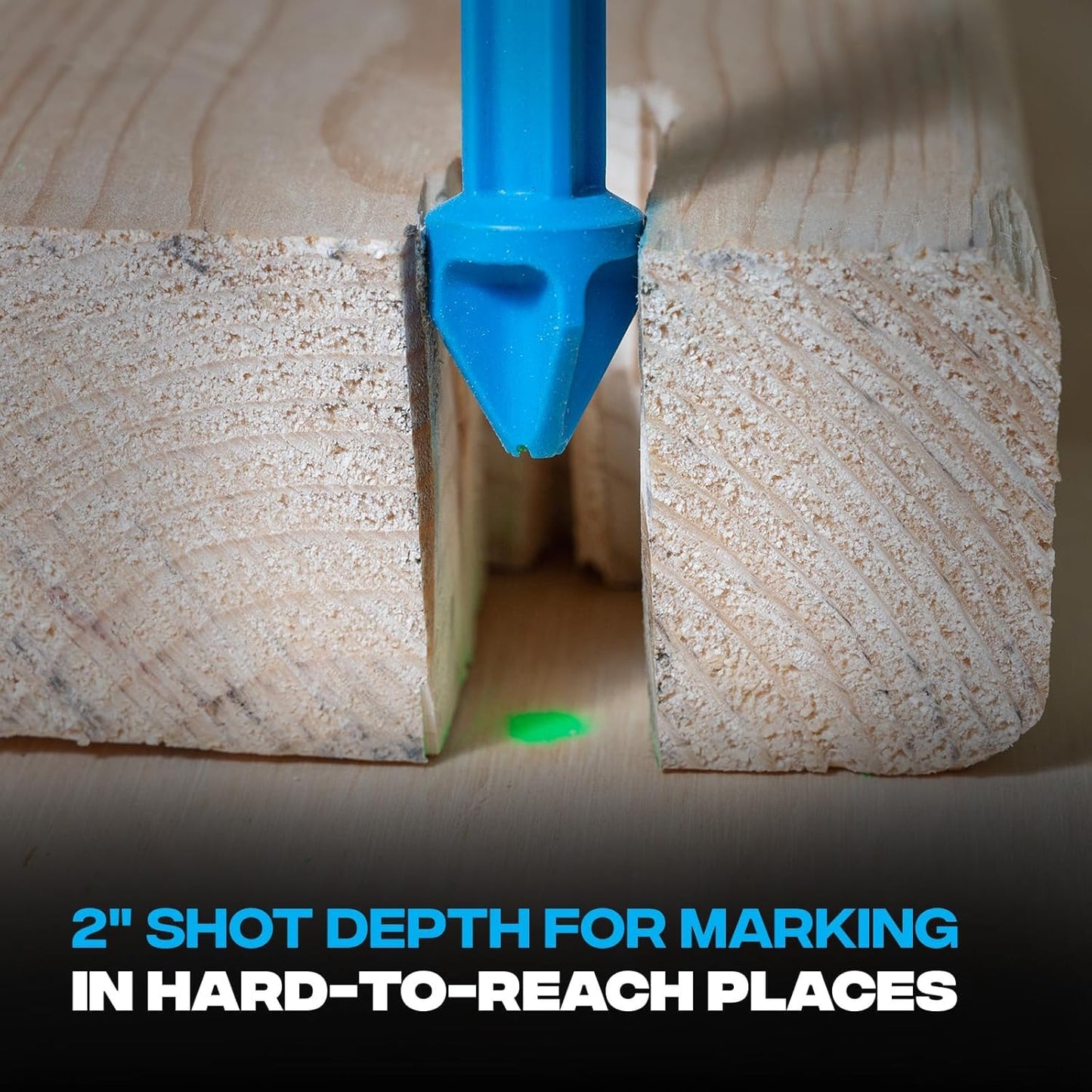 OX Tools Tuff Shot Deep Hole Marker Chalk Powder Shot for Drilling, Construction Marking Tool, Deep Reach Marker, 250 Bursts High-Vis Green Chalk Spray Marking for Carpentry