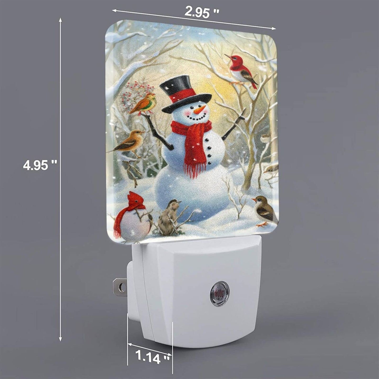 Dewoofly Christmas Snow Night Light Set of 2, Winter Snowman Auto Sensor LED Dusk-to-Dawn Nightlights, Plug-in Sensor Lamp for Bedroom Bathroom Kitchen Hallway Stairs Decorative