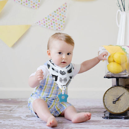 vuminbox Baby Bandana Drool Bibs 6-Pack and Teething Toys 6-Pack Made with 100% Organic Cotton, Absorbent and Soft Unisex (6-Pack Unisex)