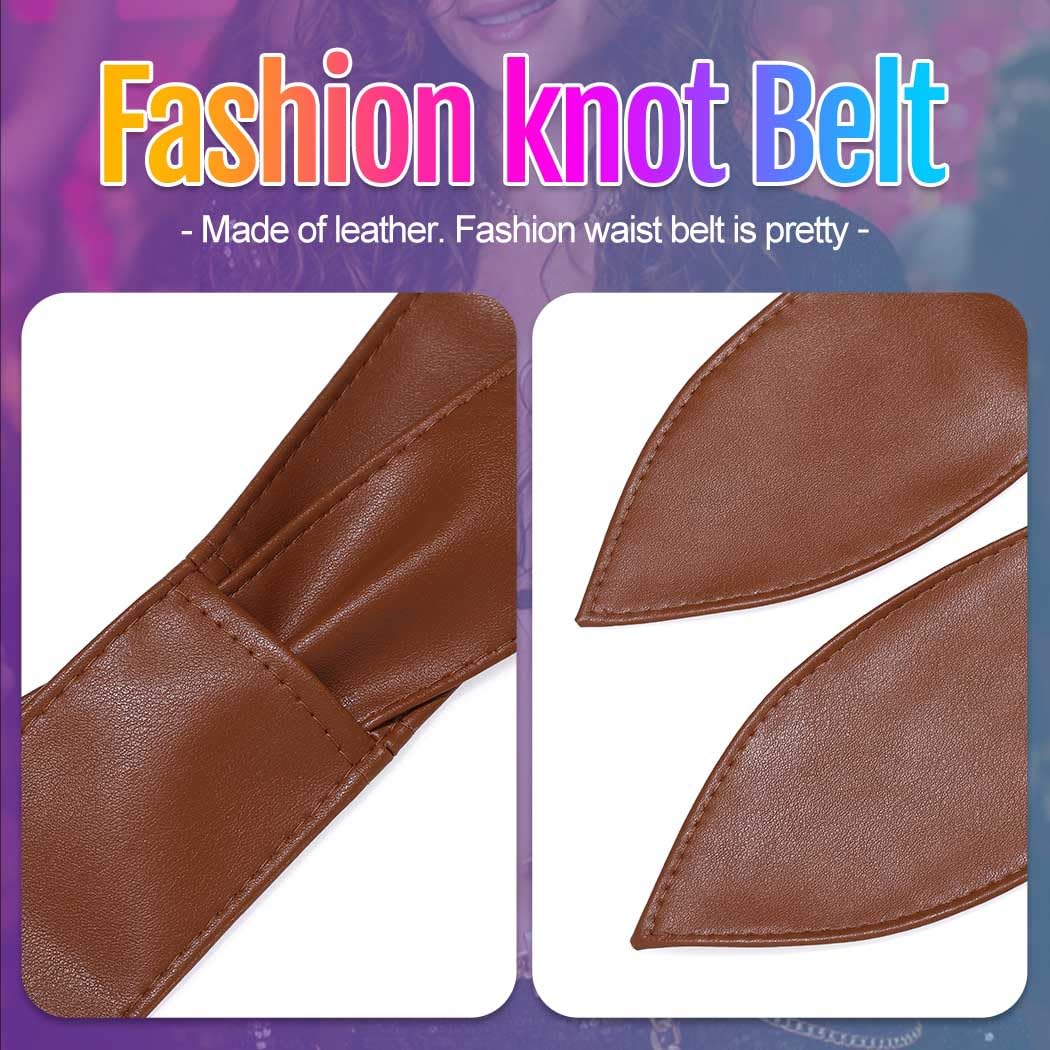 Beautriy Black Obi Belt Wide Leather Wrap Belts Fashion Corset Belt Accessories for Women (Brown)