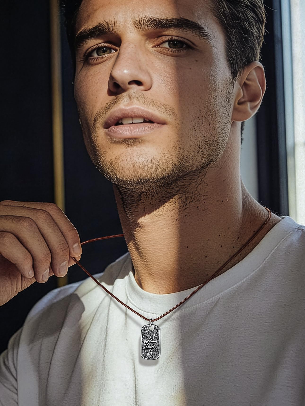 Bestyle Brown Leather Necklace for Men Women,Waterproof Wax Woven Rope Chain with Stainless Steel Clasp, 2MM Leather Cord Necklace for Pendants 16"
