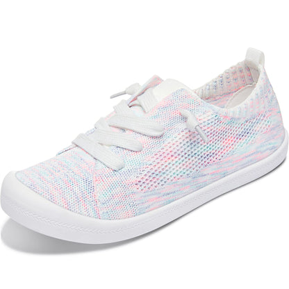 ALTOCIS Women's Knit Slip On Sneakers Ladies Elastic Low Top Flats Lightweight Breathe Mesh Fashion Sneakers Cute Flying Woven Loafers(Purple US5)