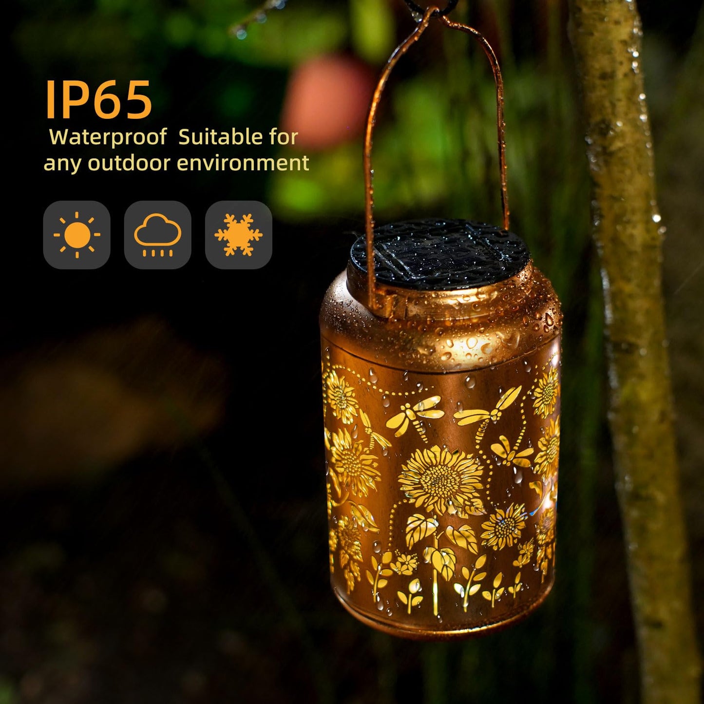 2pack Solar Lanterns Lights Outdoor Hanging Lantern Waterproof Metal LED Dragonfly Spring Decor Mothers Day Gifts for Women Men Mom Grandma Solar Light for Garden,Yard,Patio, Lawn,Pathway,Landscape