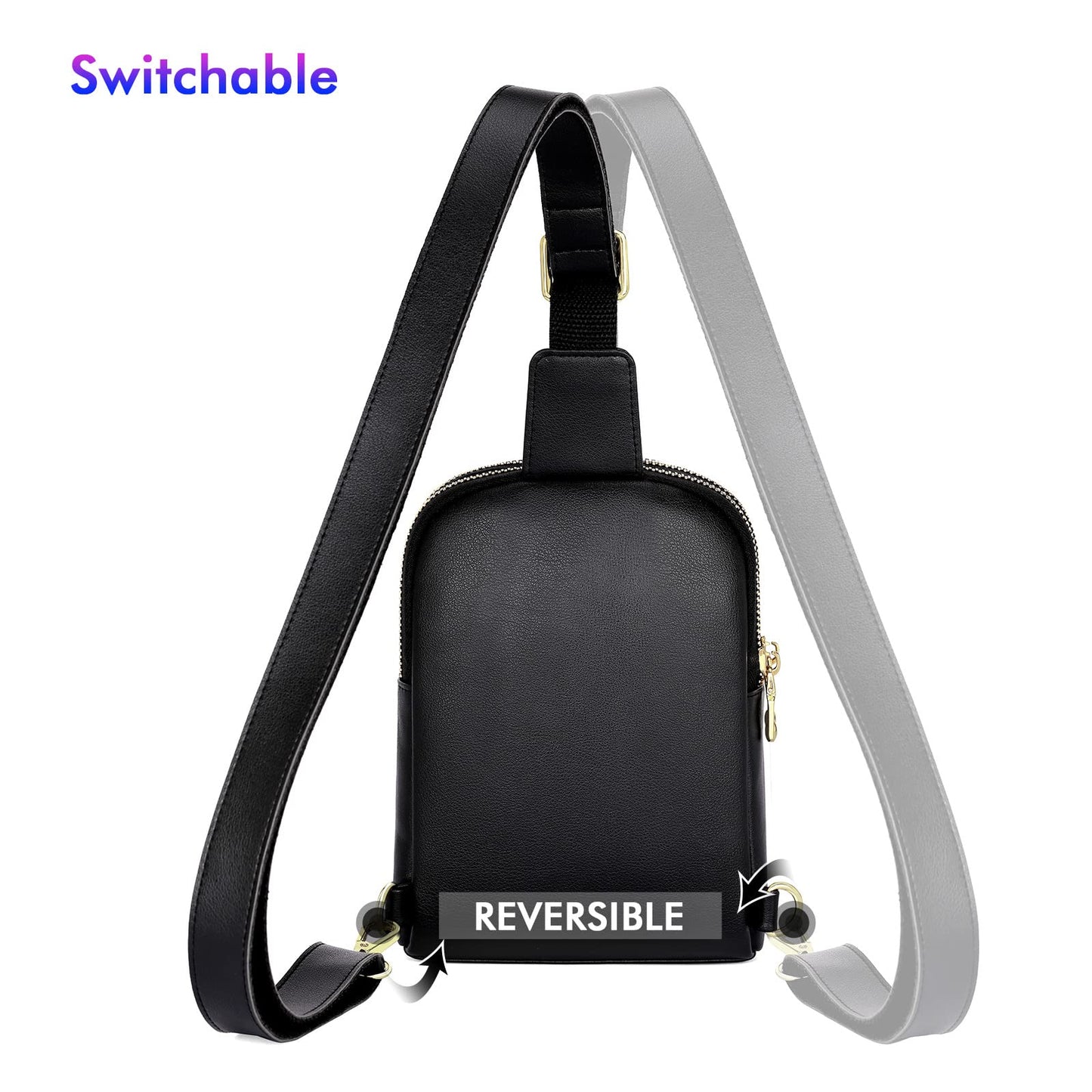 nuoku RFID Blocking Sling Bag for Women, Vegan Leather Anti Theft Crossbody Purse, Lightweight Small Chest Bag for Everyday Travel