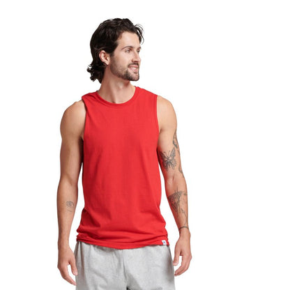 Russell Athletic Men's Cotton Performance Sleeveless Muscle T-Shirt,True red,Small