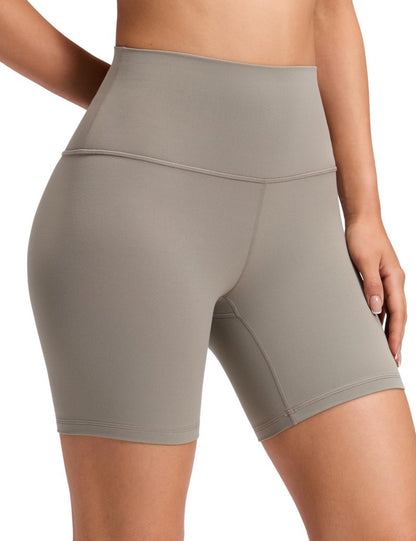CRZ YOGA ButterLuxe Biker Shorts 6" - High Waisted Workout Running Volleyball Spandex Yoga Womens Warm Ash Grey X-Small