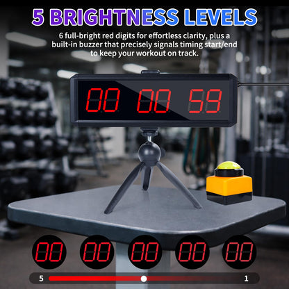 Large Stopwatch with Start/Stop Button、LED Digital Timer with Stand、360° Press Button、Stopwatch for Obstacle Course、Fitness Clock for Home Gym、Interval Timer for Exercise (1.5 red)