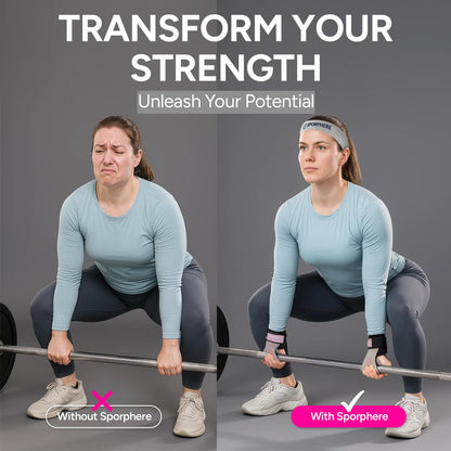 SPORPHERE Premium Crossfit Grips for Women – Anti-Slip Lifting Grips & Wrist Straps for Weightlifting, Workout, Deadlift, Pull-Ups, Barbell, Easy-to-Clean, Odor Free, Size Medium