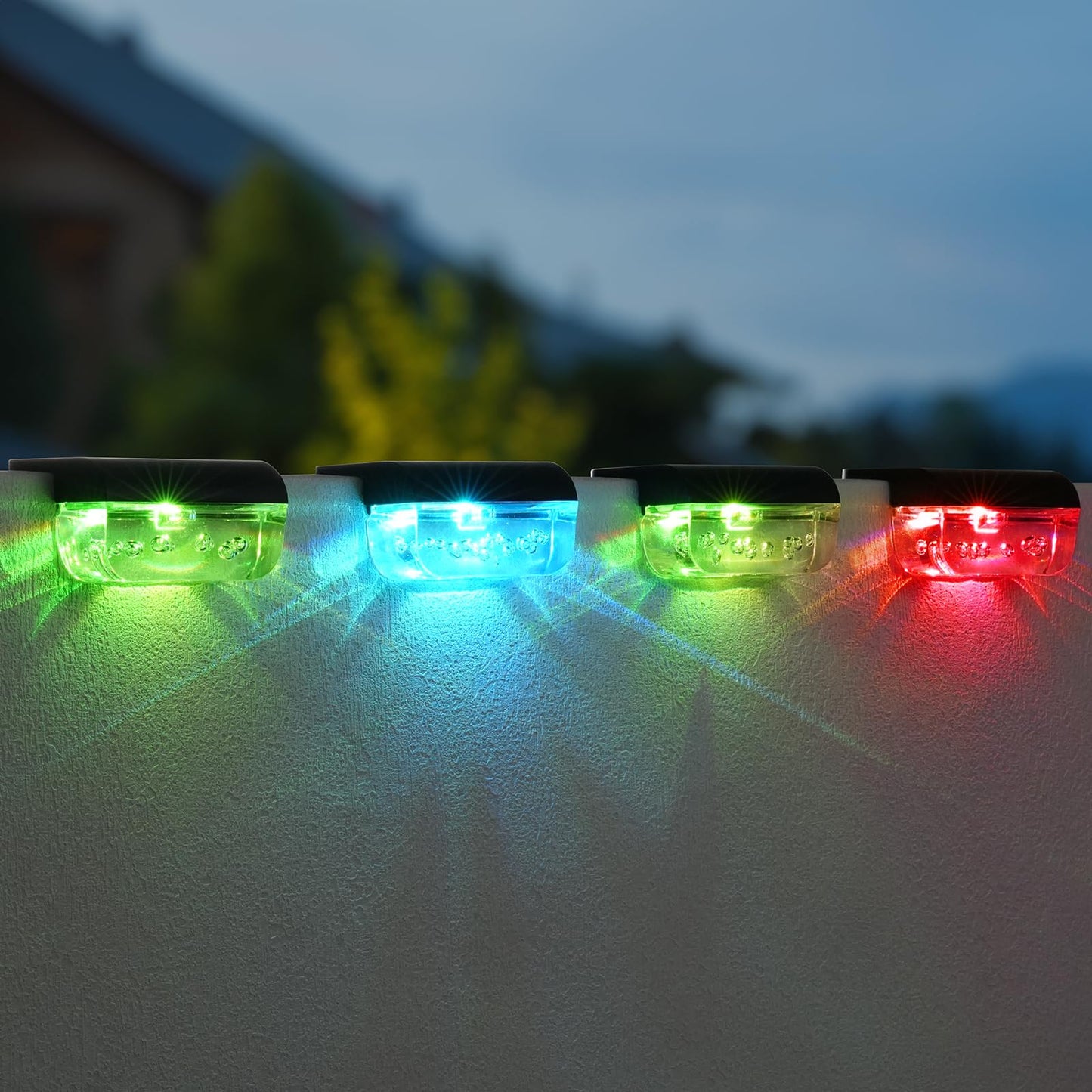 Herzila Solar Step Lights Outdoor, 8 Pack RGB Color Changing Christmas Solar Fence Lights, Waterproof Deck Lights for Outside, Step, Fence, Deck, Stair, Pool and Yard