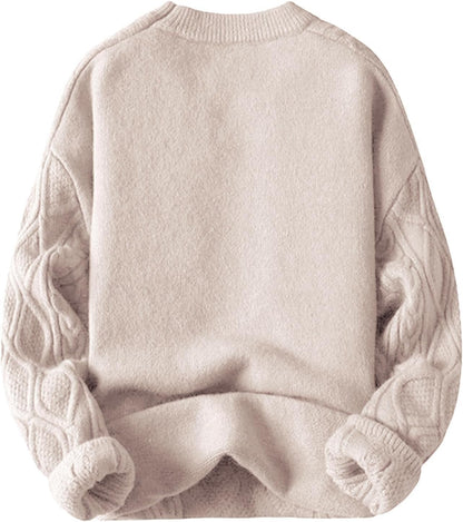 Aelfric Eden Oversized Sweater 90s Vintage Cable Knit Long Sleeve Women Heavy Crewneck Pullover