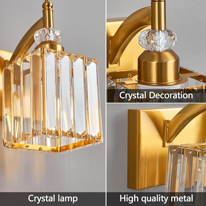 5-Light Crystal Vanity Lights - Gold, Modern Over-Mirror Bathroom Light Fixtures