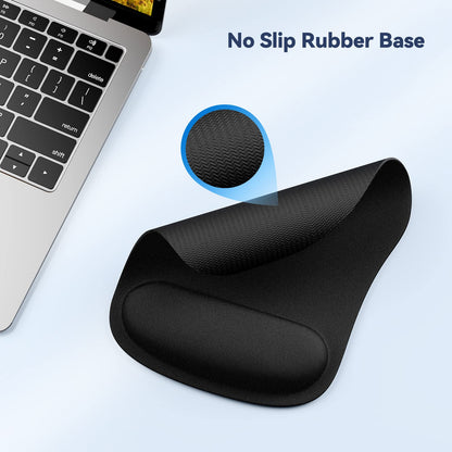 TECKNET 3 Pack Mouse Pad with Wrist Support, Ergonomic Gaming Mouse Pad Pain Relief, Portable Comfortable Mousepad for Computer, Laptop, Office, Home Non-Slip Base, Waterproof Surface - Black