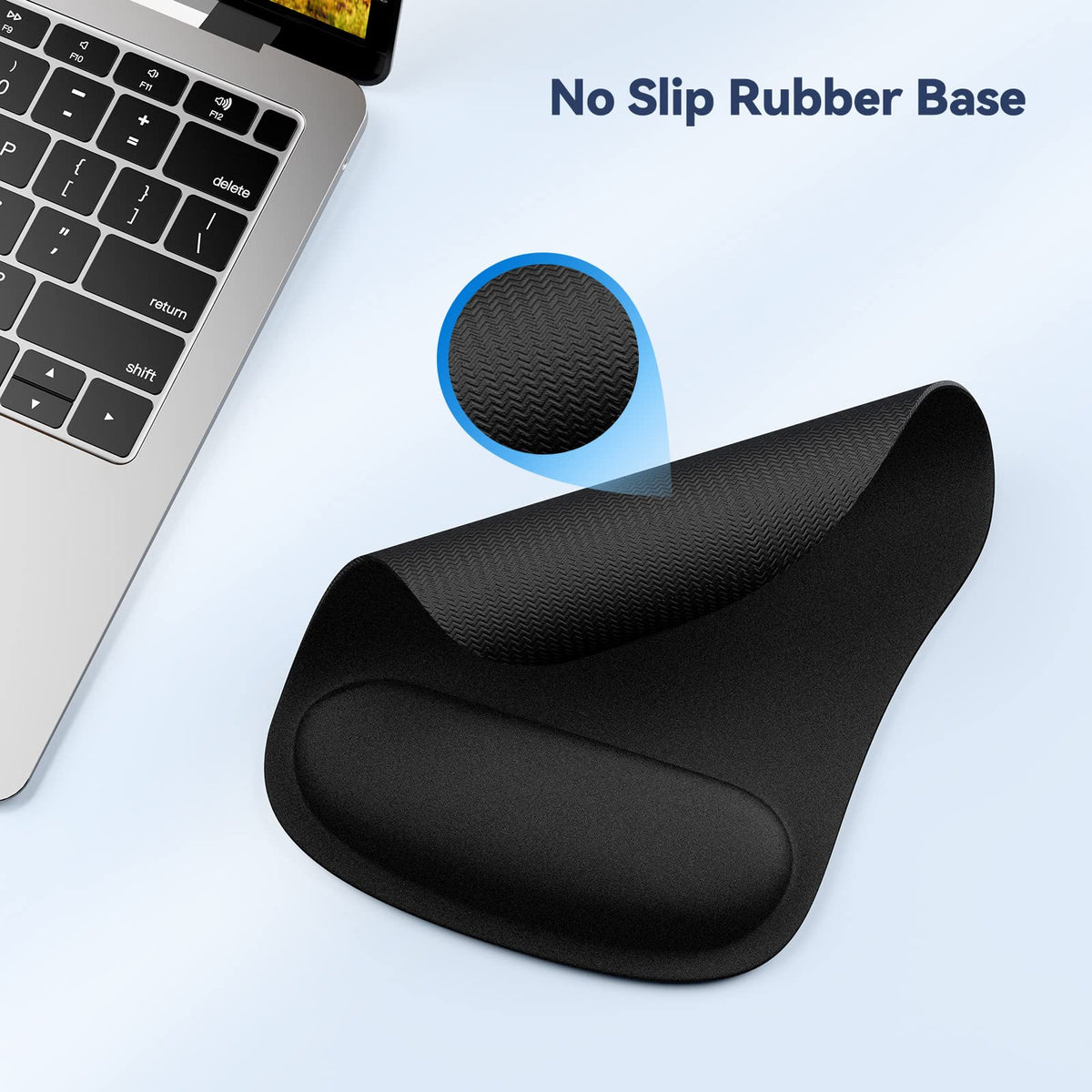 TECKNET 3 Pack Mouse Pad with Wrist Support, Ergonomic Gaming Mouse Pad Pain Relief, Portable Comfortable Mousepad for Computer, Laptop, Office, Home Non-Slip Base, Waterproof Surface - Black