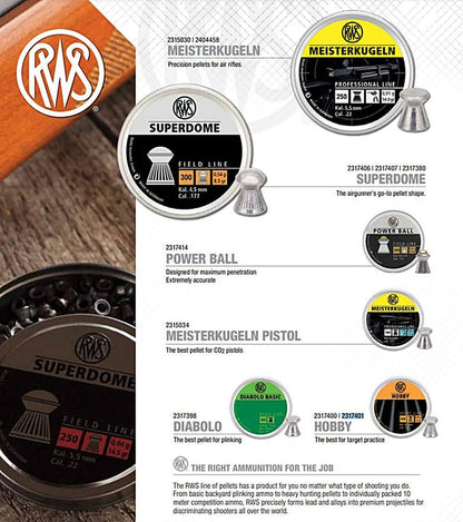 Umarex RWS Superdome Field Line Pellet Gun Pellets.177 Caliber, 8.3 Grains, 300 Count, Grey