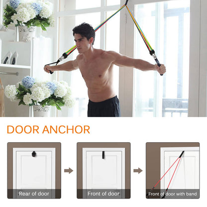 Uten Resistance Bands Set 12pcs, 100lbs Elastic Exercise Bands with Door Anchor, Handles, Ankle Straps and Carry Bag, Indoor Outdoor Fitness, Shape Body, Full Body Workout