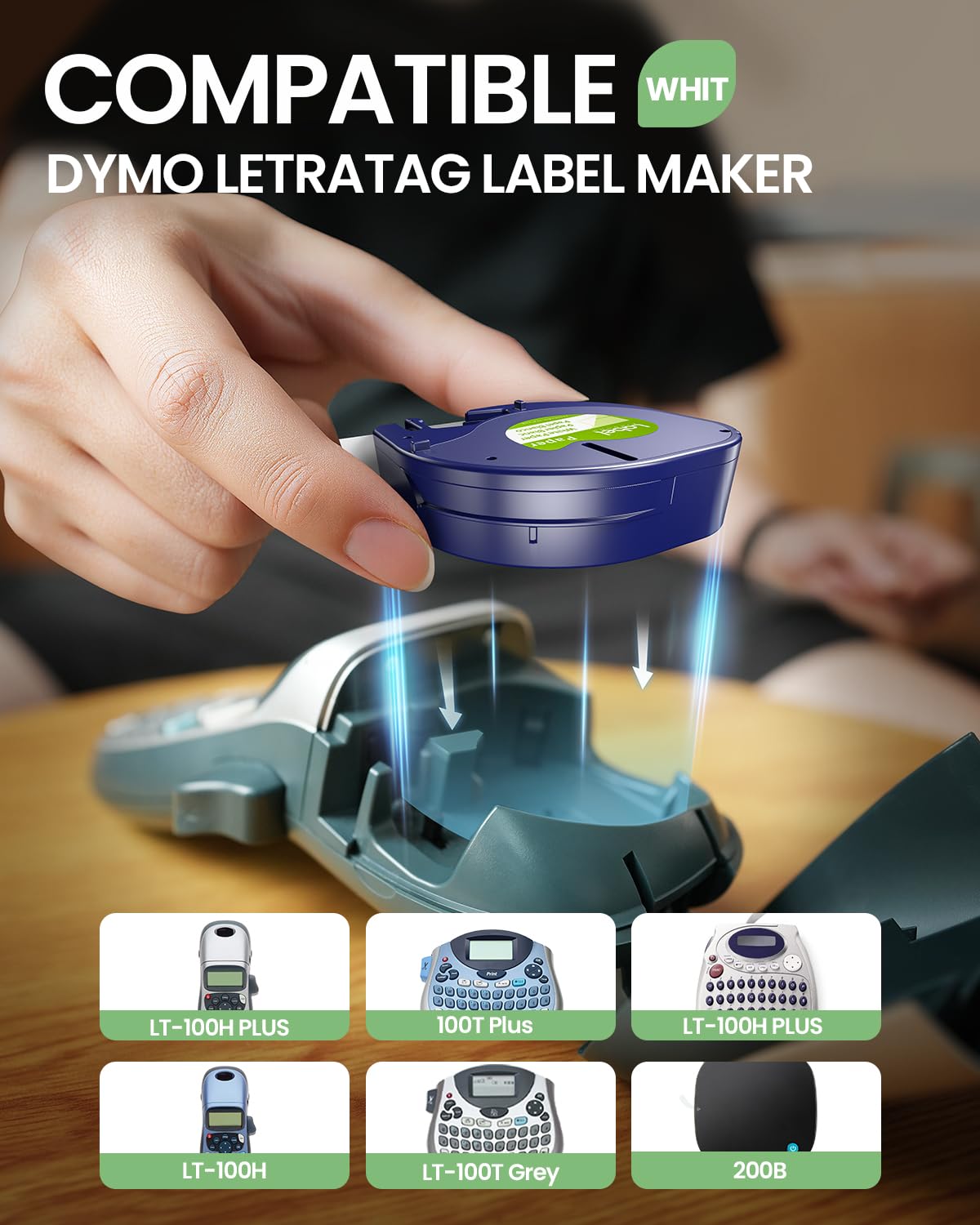 Compatible with Dymo Letratag Refills White Paper Label Maker Tape Replacement for Dymo Label Maker Refills 12mm x 4m (1/2" x 13') for LT-100H 100T Plus 200B, 5-Pack Label KINGDOM 91330 Refills
