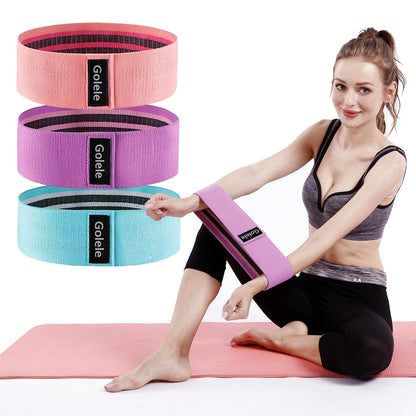GOLELE Resistance Bands for Working Out 3 Booty Bands- Light Medium Heavy Fabric Exercise Bands for Home Gym, Full Body Workouts, Legs, Hip, Glutes, Arms, Yoga, Latex Fitness Bands for Women and Men