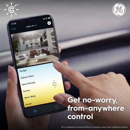 GE CYNC Smart LED Light Bulbs, Tunable White, Bluetooth and Wi-Fi, Works with Alexa and Google, A19 (2 Pack)