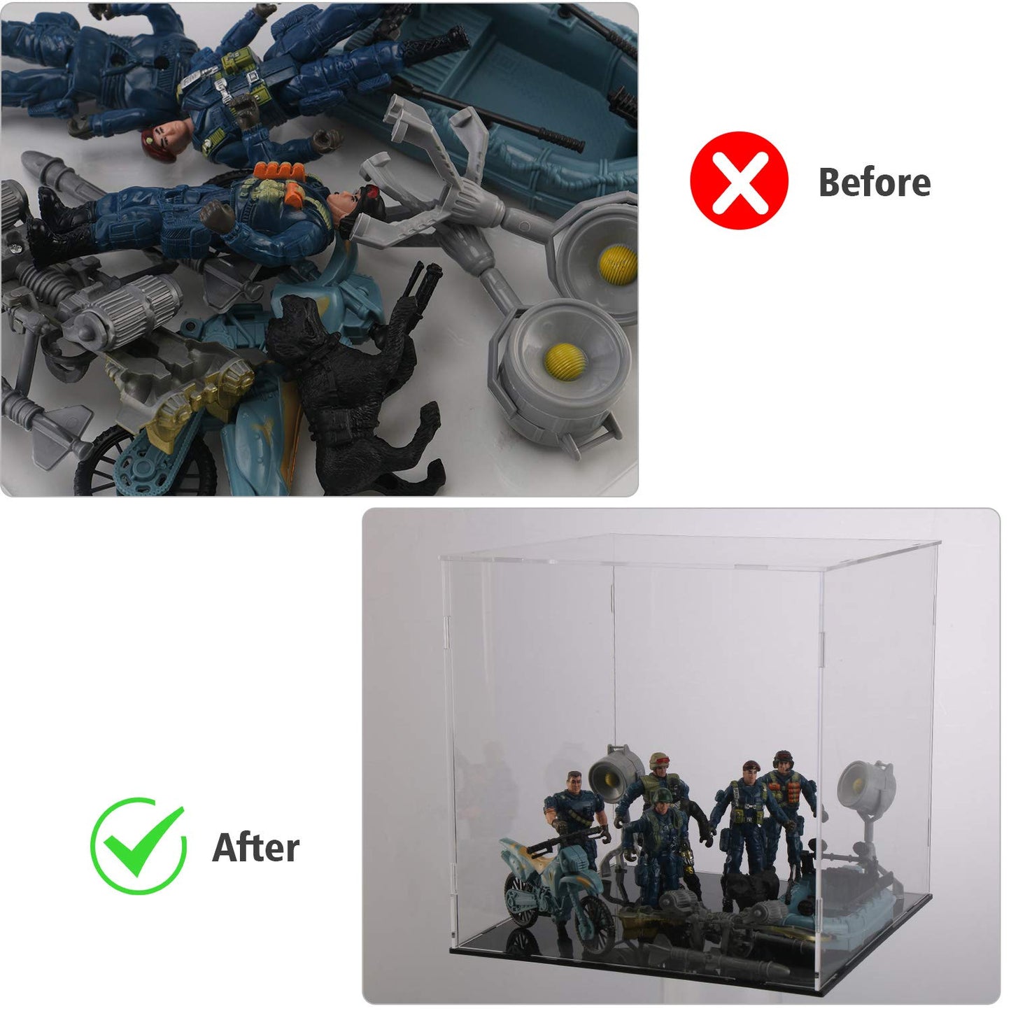 Evron Display Case for Collectibles Assemble Clear Acrylic Box Alternative Glass Case for Display Action Figures Home Storage & Organizing Toys (4x4x4 inch; 10x10x10 cm)
