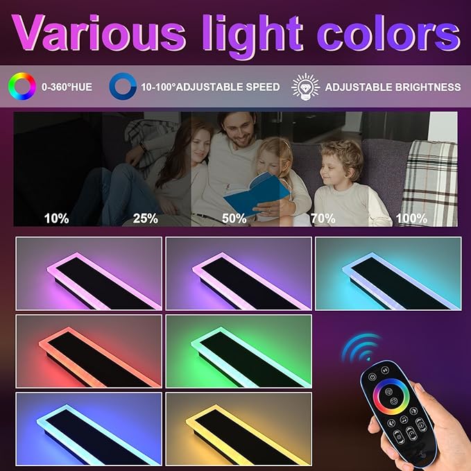 Outdoor LED Wall Lights for House,2 Pack Long RGB Outdoor Wall Lights,60 inch Long Linear Light Fixture,Dimmable Long Outside Wall Light for Porch,Enterway,Garage with Control Remote