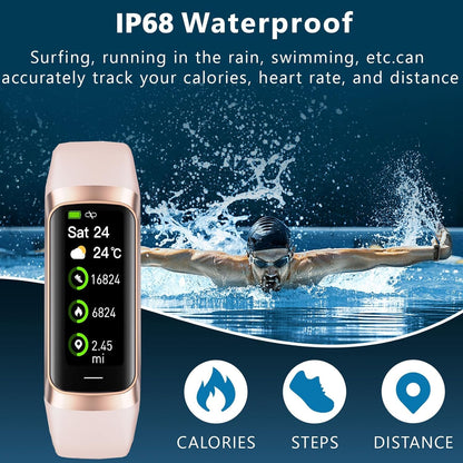Fitness Tracker with 24/7 Blood Oxygen Heart Rate and Sleep Monitor,IP68 Waterproof,1.10''AMOLED Touch Color Screen,Step Counter Health Activity Trackers for Women Men (Pink)