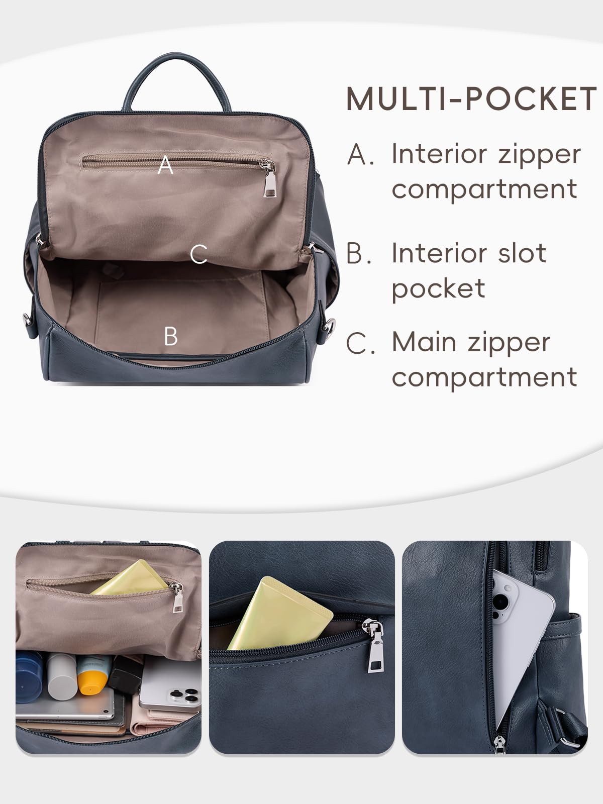 CLUCI Backpack Purse for Women Black Leather Anti-Theft Large Fashion Designer Travel Bag Ladies Shoulder Bags
