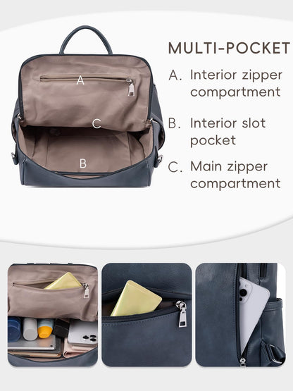 CLUCI Backpack Purse for Women Black Leather Anti-Theft Large Fashion Designer Travel Bag Ladies Shoulder Bags