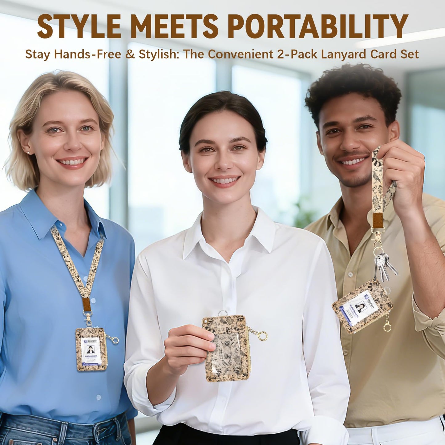 Leather Cute Badge Holder with Zipper Pocket, Raccoon Lanyards and 1 Zip Pocket and 4 Card Slots, Breakaway Lanyards with Metal Clasp for Offices, Staff, Adult, Employees