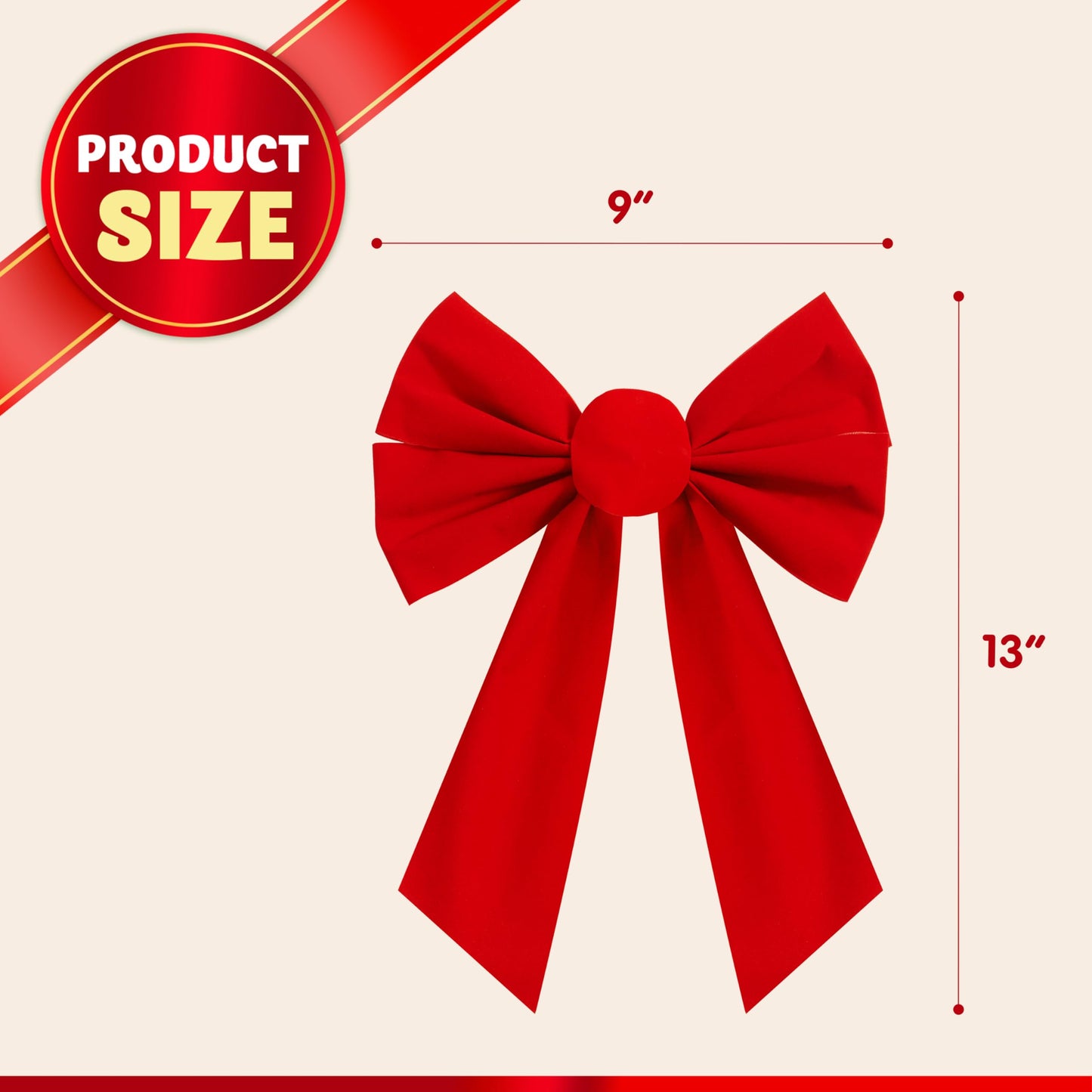 JOYIN 12 Pack Christmas Red Velvet Bows, 13" Long by 9" Wide Decorative Christmas Bows for Wreath Garland Tree Decor, Indoor Outdoor Holiday Decoration