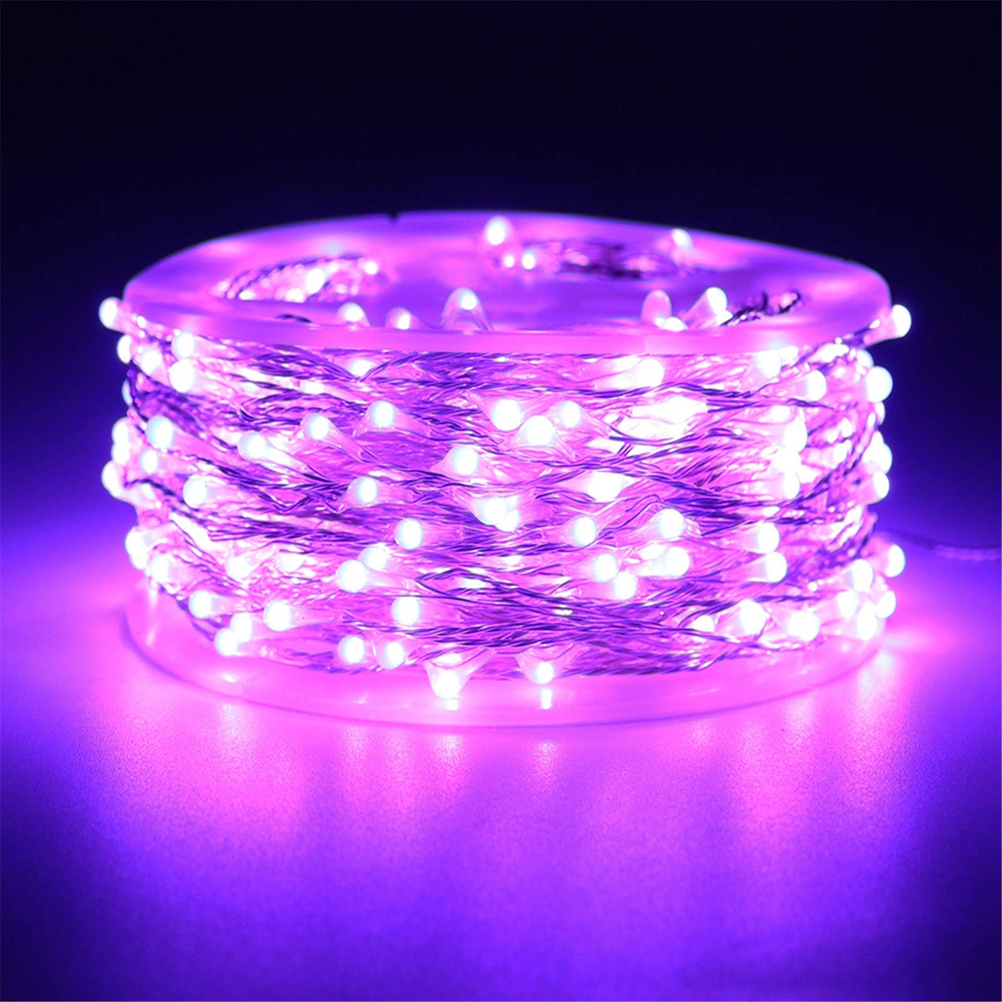 RUICHEN Dimmable Purple Fairy Lights Plug in, Waterproof Silver Wire 99 Ft 300 LED Starry String Lights with Remote for Christmas Halloween Party Bedroom Patio Garden