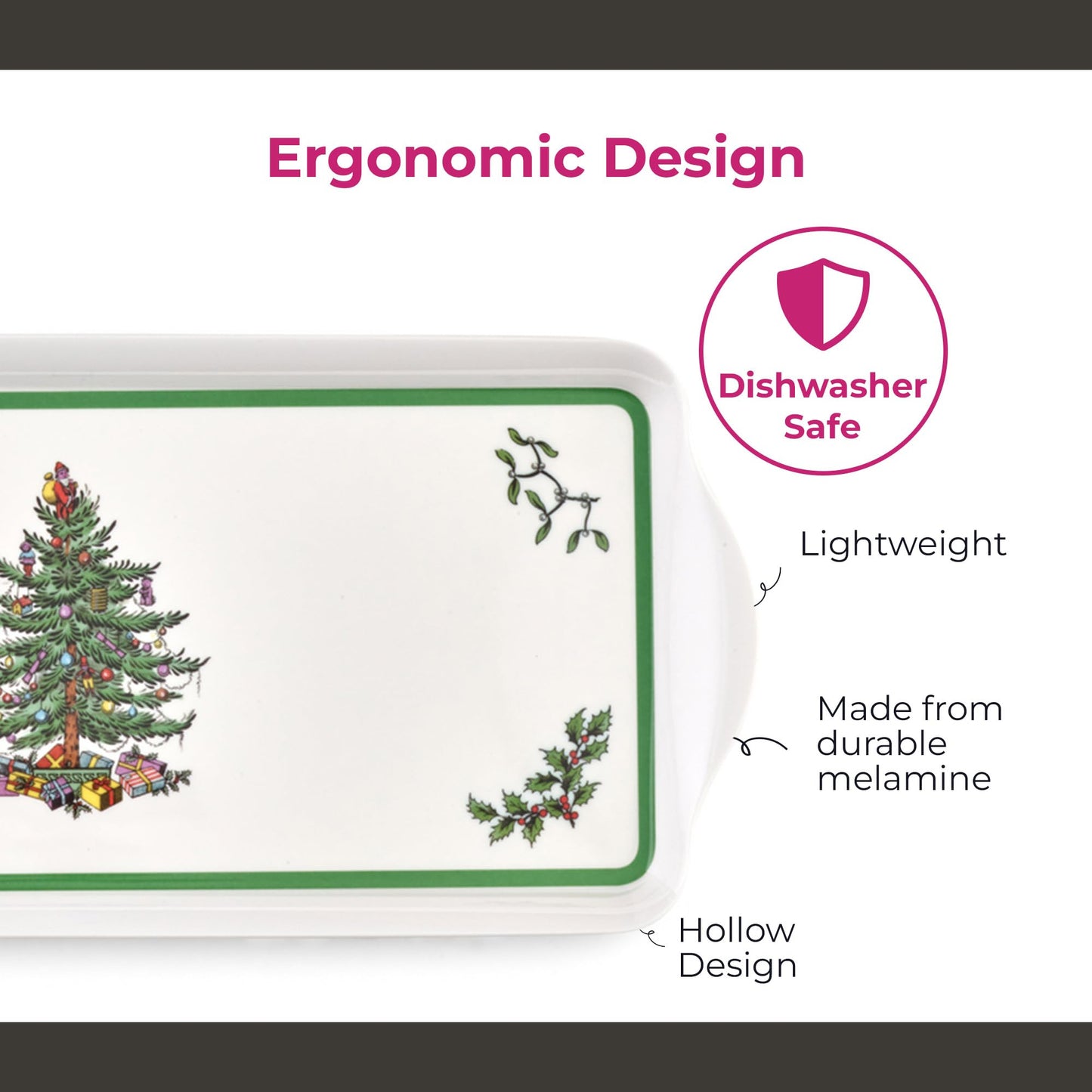 Spode Sandwich Tray – (15.1" x 6.5") Rectangular Melamine Serving Platter with Decorative Artwork, Durable Heat & Stain Resistant Board for Snacks, Tea, Sandwiches, Cookies & Dining Table