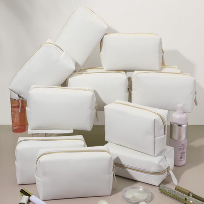 Kigeli 20 Pcs Small Makeup Bag Bulk PU Leather Cosmetic Bags with Zipper Preppy Makeup Pouch Toiletry Bag for Women Wedding Bachelorette Party Gift Travel Storage Organizer (White)