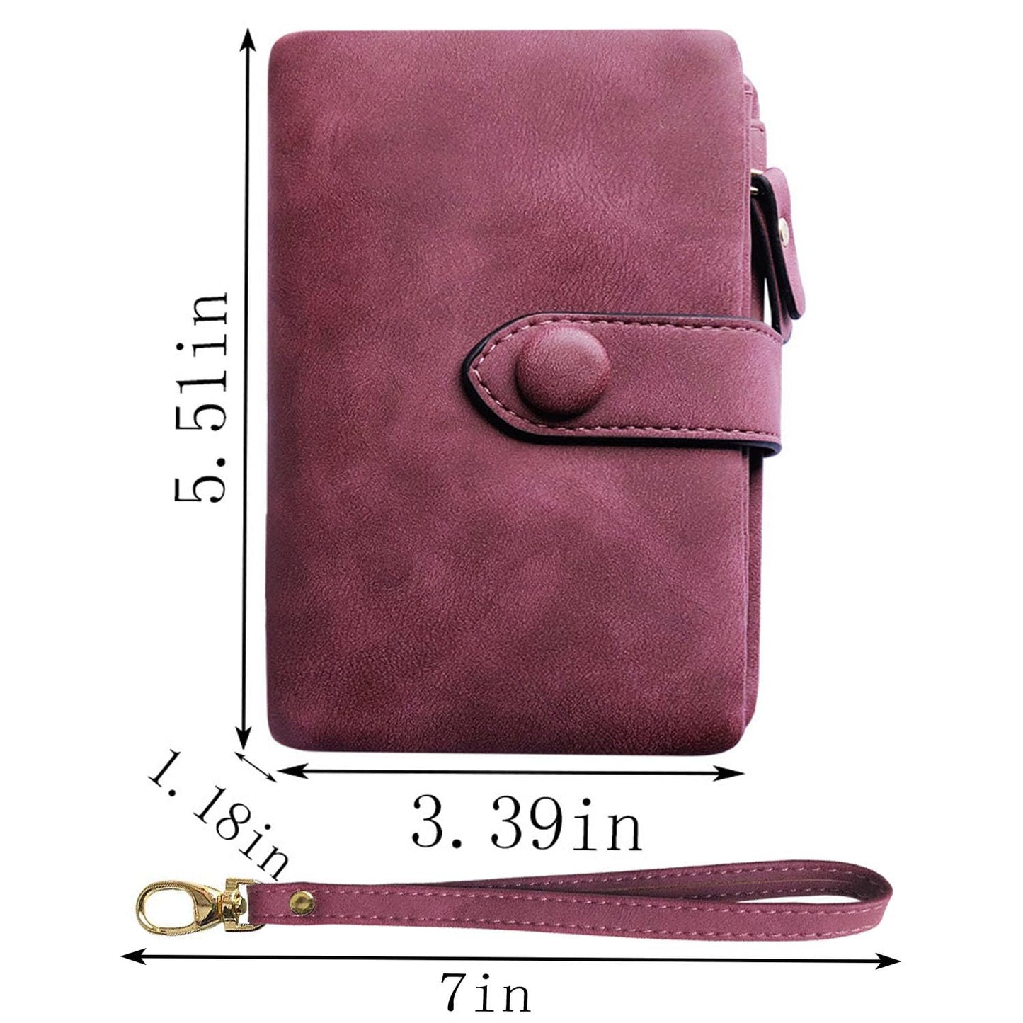 PofeeXIO Womens Small Bifold Leather Wallets RFID Ladies Wristlet with Card Slots id Window Zipper Coin Purse (Purple)